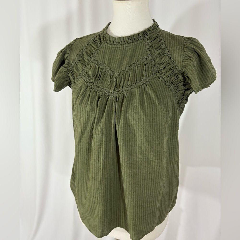 LOFT Olive Ruffle Detail Blouse